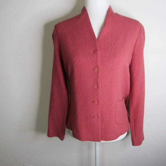 EILEEN FISHER Dark Coral Wool, Blazer SZ S - Picture 8 of 9